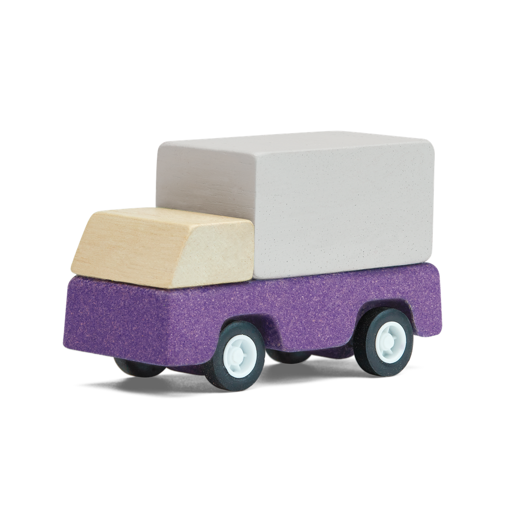 PlanToys Purple Delivery Truck wooden toy ของเล่นไม้แปลนทอยส์ รถขนส่งสินค้าสีม่วง ประเภทบทบาทสมมุติ สำหรับอายุ 3 ปีขึ้นไป