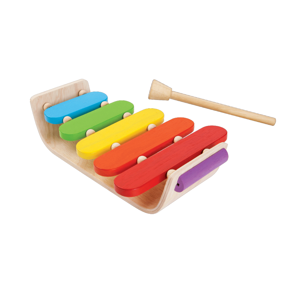 PlanToys Oval Xylophone wooden toy ของเล่นไม้แปลนทอยส์ ระนาด 5 เสียง ประเภทดนตรี สำหรับอายุ 12 เดือนขึ้นไป