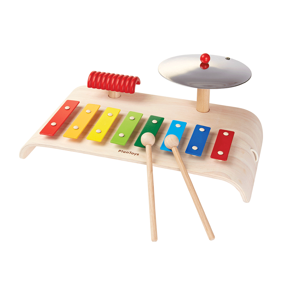 PlanToys Musical Set wooden toy ของเล่นไม้แปลนทอยส์ ชุดรวมเครื่องดนตรี ประเภทดนตรี สำหรับอายุ 3 ปีขึ้นไป