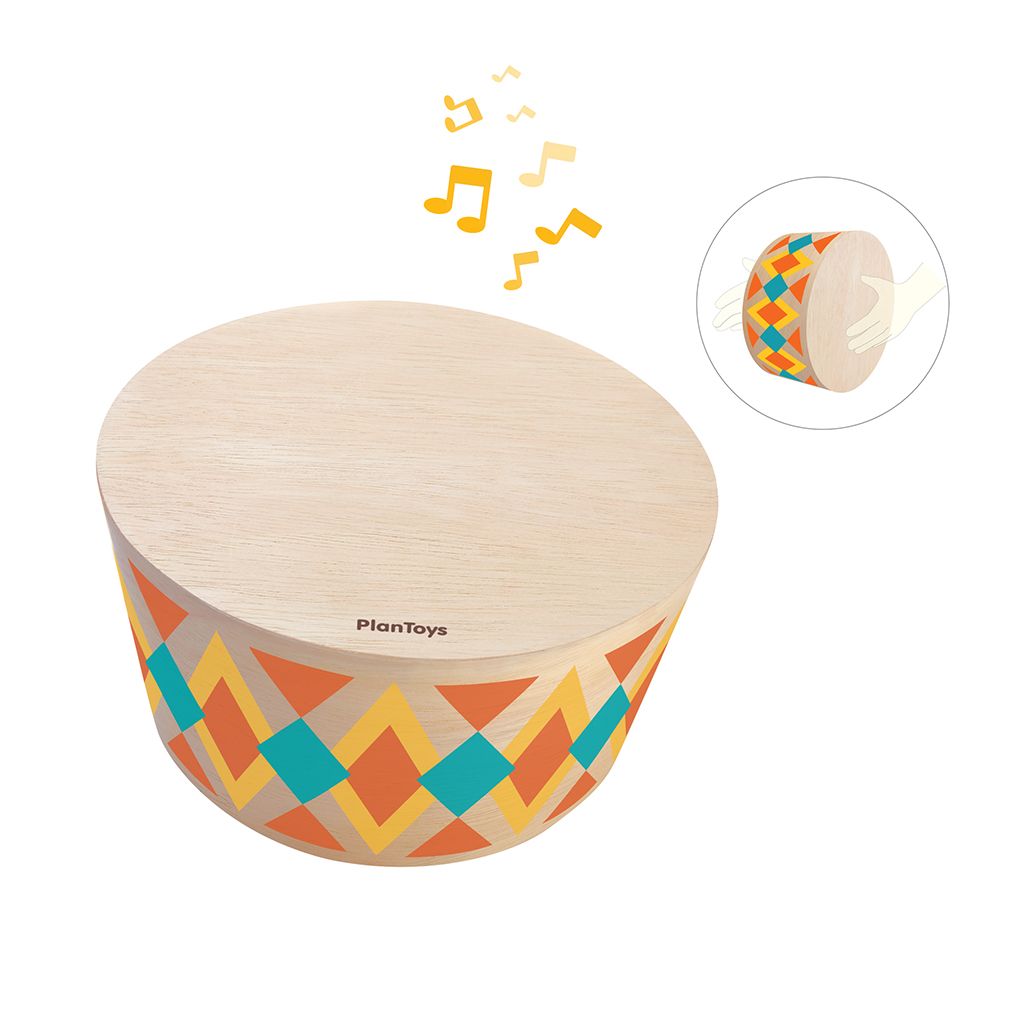PlanToys Rhythm Box wooden toy ของเล่นไม้แปลนทอยส์ กลองกลมเคาะจังหวะ ประเภทดนตรี สำหรับอายุ 3 ปีขึ้นไป