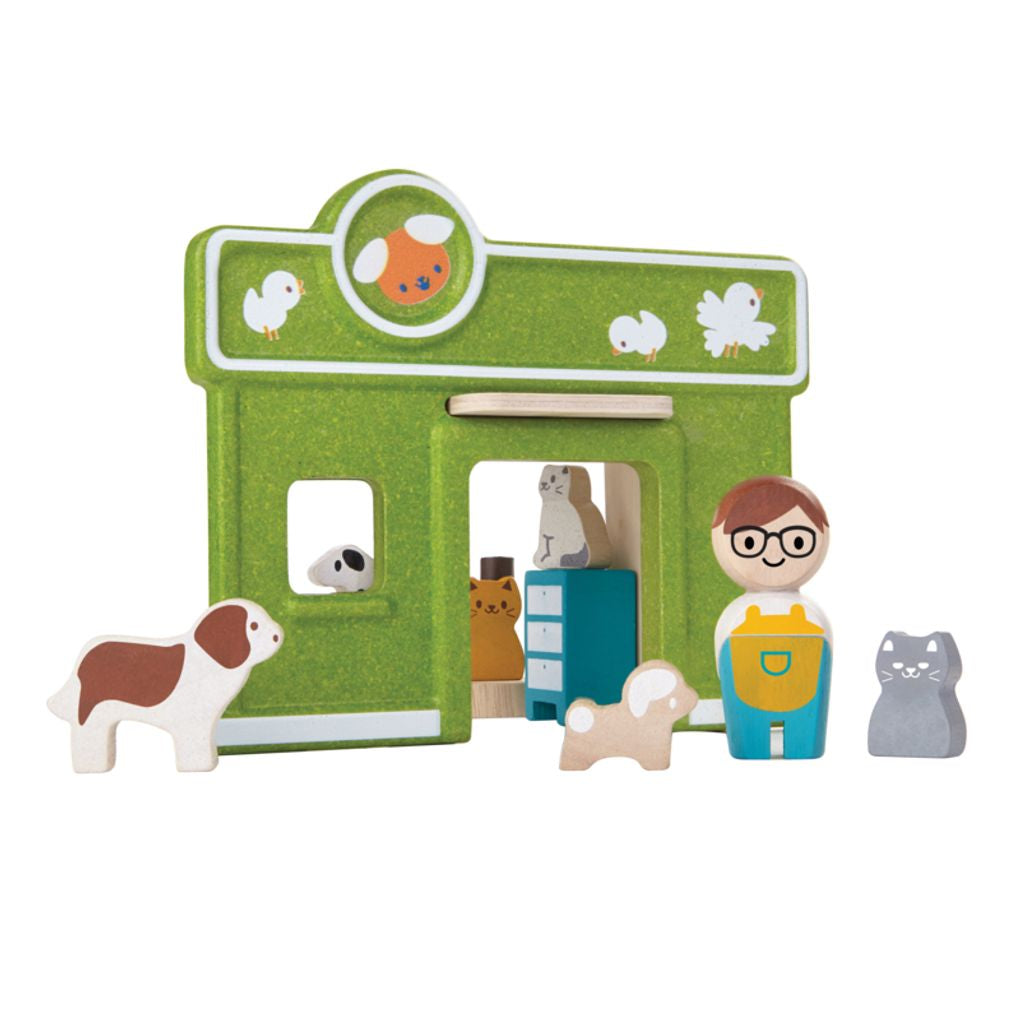 PlanToys Pet Care wooden toy ของเล่นไม้แปลนทอยส์ ร้านดูแลสัตว์เลี้ยง ประเภทบทบาทสมมุติ สำหรับอายุ 3 ปีขึ้นไป