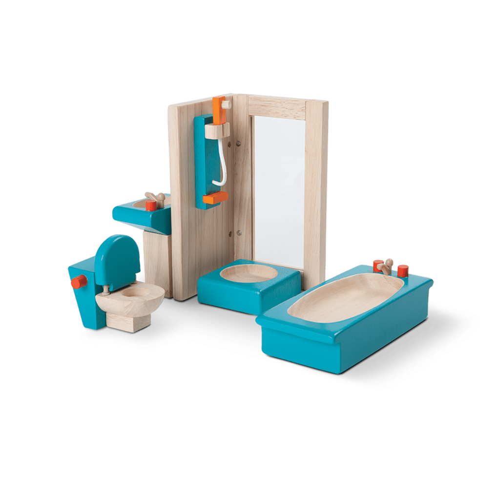 PlanToys Bathroom wooden toy ของเล่นไม้แปลนทอยส์ ชุดห้องน้ำสไตล์ใหม่ ประเภทบ้านตุ๊กตา สำหรับอายุ 3 ปีขึ้นไป