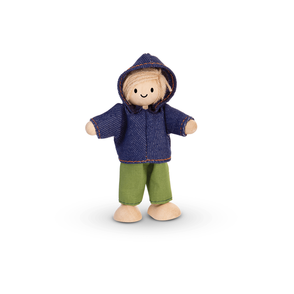 PlanToys Dollhouse Figure - Child wooden toy ของเล่นไม้แปลนทอยส์ ตุ๊กตาเด็กผู้ชาย ประเภทบ้านตุ๊กตา สำหรับอายุ 3 ปีขึ้นไป