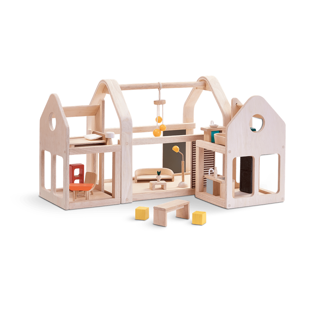 PlanToys Slide N Go Dollhouse wooden toy ของเล่นไม้แปลนทอยส์ บ้านตุ๊กตาพกพาได้ ประเภทบ้านตุ๊กตา สำหรับอายุ 3 ปีขึ้นไป