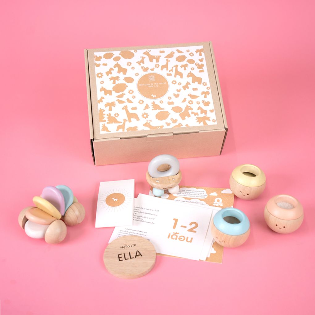PlanToys Pastel Baby Gift Set - Set B wooden toy ของเล่นไม้แปลนทอยส์ ของขวัญเด็กอ่อนชุดบี ชุดของฝาก สำหรับอายุ 0-6 เดือน
