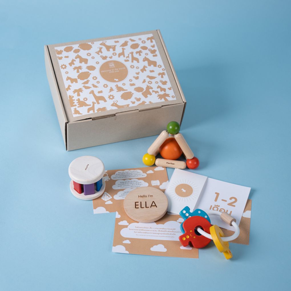 PlanToys Velvet Baby Gift Set - Set C wooden toy ของเล่นไม้แปลนทอยส์ ของขวัญเด็กอ่อนชุดซี ชุดของฝาก สำหรับอายุ 0-6 เดือน